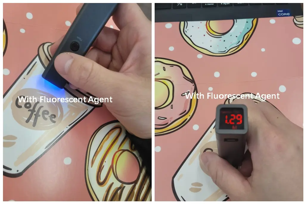 with or withhout fluorescent whitening test