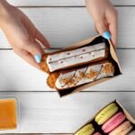 Fresh eclair cakes in a cardboard box